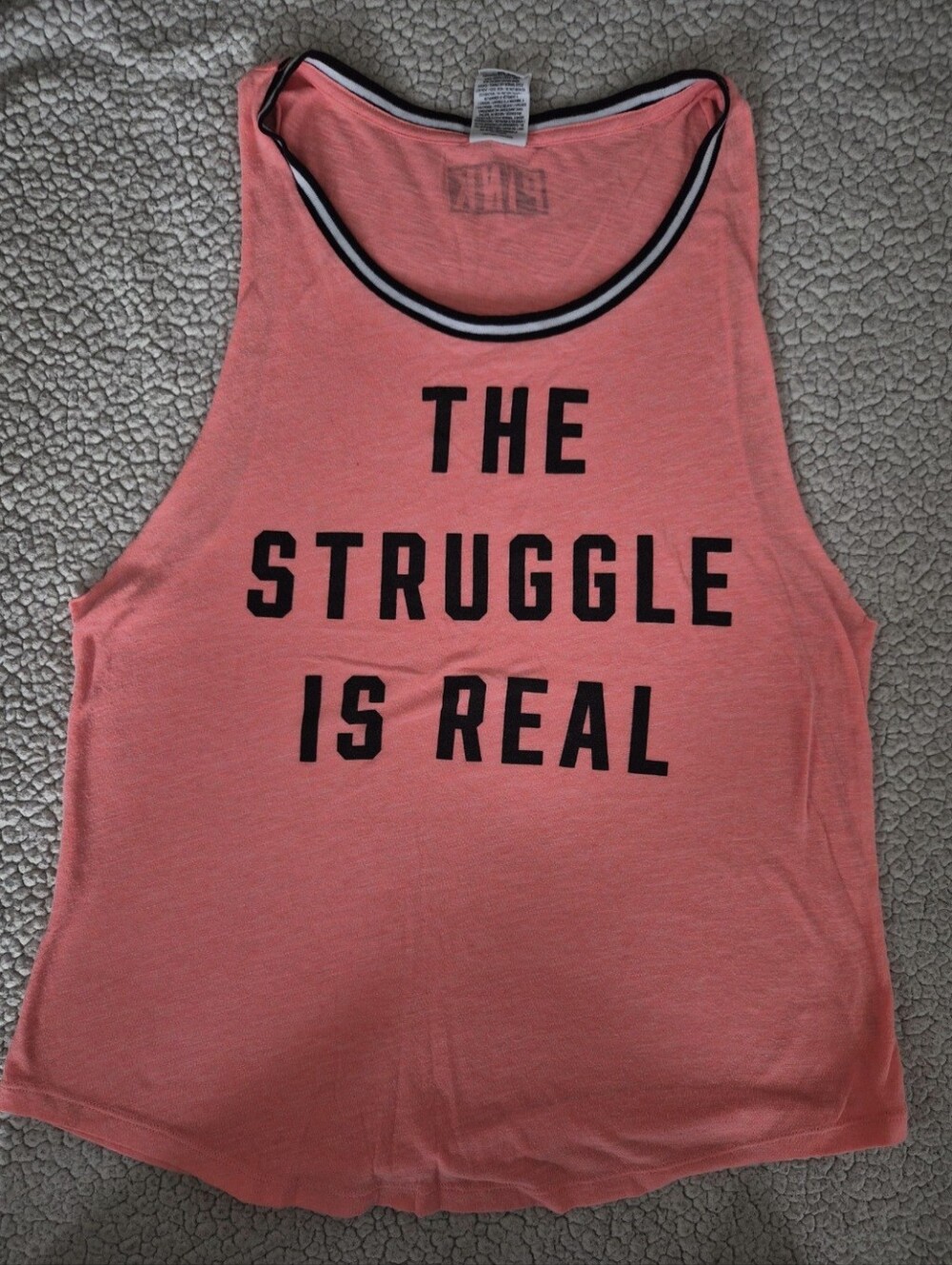 Victoria's Secret PINK The Struggle Is Real Muscle Tank Top Coral Small